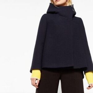 Zara Basic Wrap Collar Wool Coat EUC